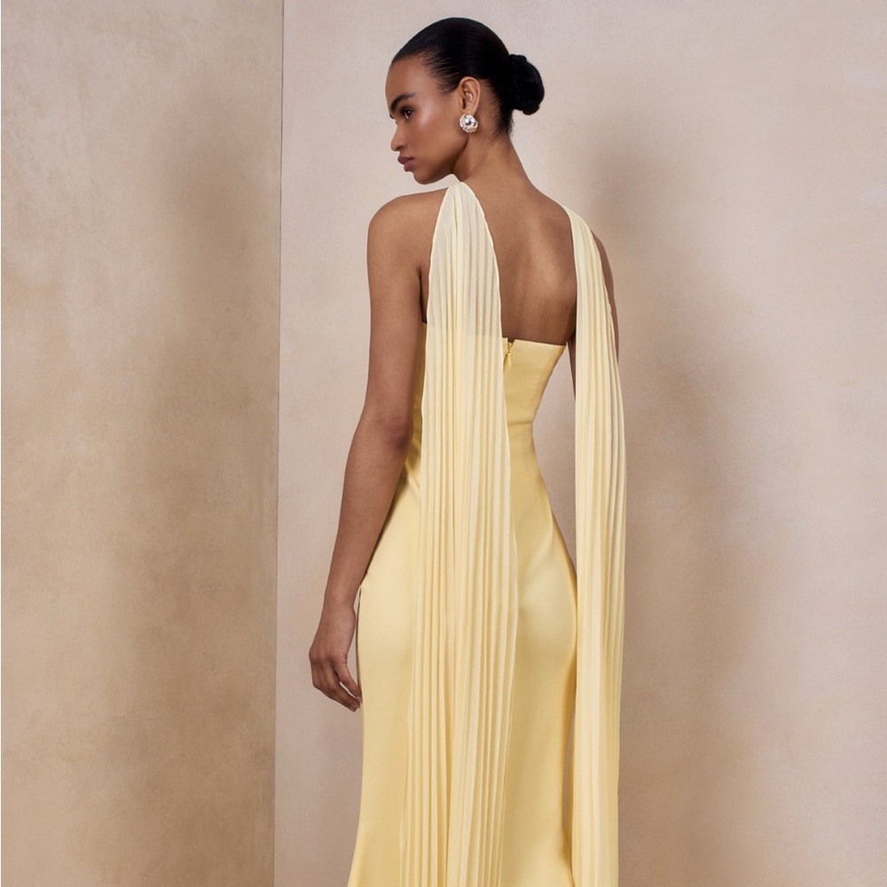 LEMON BANDEAU MAXI DRESS WITH EMBELLISHED SCARF 💎💛